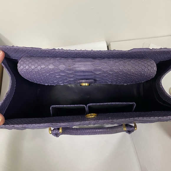 Purple Python-Embossed Structured Tote - Picture 4 of 5